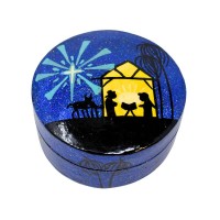 Papier-mâché Round Box - Nativity Scene