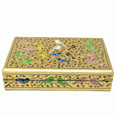 Painted Wooden Box Birds on Gold Painted Wooden Box Birds on Gold