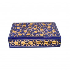 Painted Wooden Box - Birds in Branch - Blue (pack of 6)