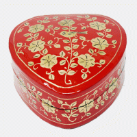 Papier-mâché Heart Box (Large) - Bird in Branch Red Papier-mâché Heart Box (Large) - Bird in Branch Red