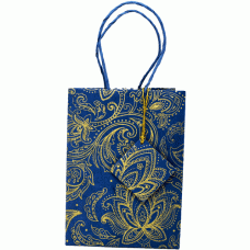Lokta Paper Gift Bag - Blue Paisley - Large Lokta Paper Gift Bag - Blue Paisley - Large
