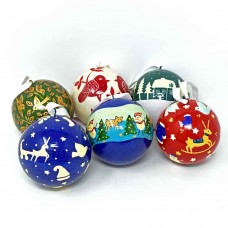Large 3" Papier-mâché Bauble - Christmas Assorted