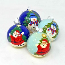 Large 3" Papier-mâché Bauble - Santa and Snowman Assorted