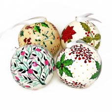 Large 3" Papier-mâché Bauble -Winter Leaves Large 3" Papier-mâché Bauble -Winter Leaves