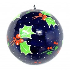Small 2" Papier-mâché Bauble -Winter Leaf - Blue Small 2" Papier-mâché Bauble -Winter Leaf - Blue