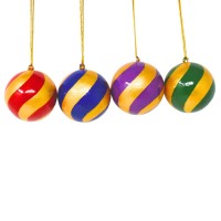 Small 2" Papier-mâché Bauble - Gold Stripes Assorted