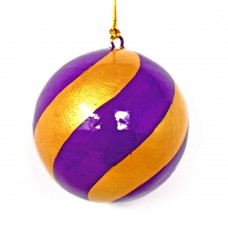 Small 2" Papier-mâché Bauble - Gold and Purple Stripes Small 2" Papier-mâché Bauble - Gold and Purple Stripes