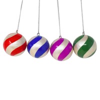 Small 2" Papier-mâché Bauble - Silver Stripes Assorted