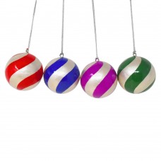 Small 2" Papier-mâché Bauble - Silver Stripes Assorted Small 2" Papier-mâché Bauble - Silver Stripes Assorted