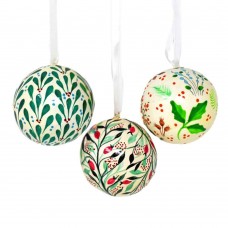 Mini 1" Papier-mâché Bauble - Winter Leaves Mix