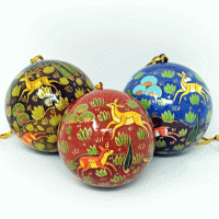 Small 2" Papier-mâché Bauble - Kashmir Forest Assorted Small 2" Papier-mâché Bauble - Kashmir Forest Assorted