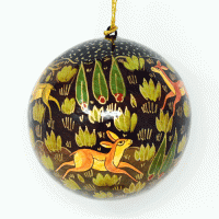 Large 3" Papier-mâché Bauble - Kashmir Forest Brown Large 3" Papier-mâché Bauble - Kashmir Forest Brown