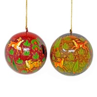 Large 3" Papier-mâché Bauble - Kashmir Forest Assorted Large 3" Papier-mâché Bauble - Kashmir Forest Assorted