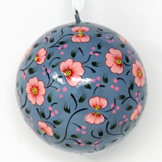 Small 2" Papier-mâché Bauble - Blossom - Pink on Grey