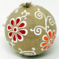 Large 3" Papier-mâché Bauble -Natural Kashmir - Simple Flower Large 3" Papier-mâché Bauble -Natural Kashmir - Simple Flower