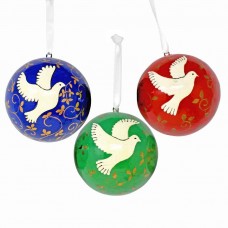 Large 3" Papier-mâché Bauble - Dove with Gold detail - Assorted