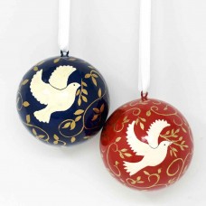 Large 3" Papier-mâché Bauble - Dove with Gold detail - Assorted