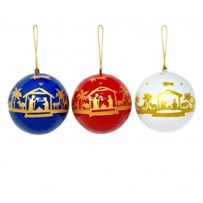 Large 3" Papier-mâché Bauble - Gold Nativity - Assorted