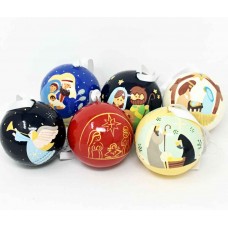 Large 3" Papier-mâché Bauble - Nativity Scenes - Assorted
