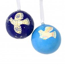 Small 2" Papier-mâché Bauble - Blue Doves Assorted Small 2" Papier-mâché Bauble - Blue Doves Assorted