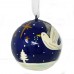 Large 3" Papier-mâché Bauble - Red and Blue Doves in Flight Large 3" Papier-mâché Bauble - Red and Blue Doves in Flight