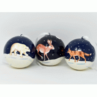 Large 3" Papier-mâché Bauble - Winter Woodland Animal Designs