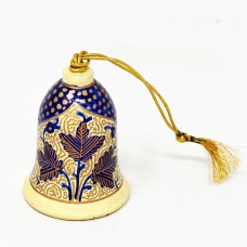 Small Painted Bell - Chinar on White - Blue
