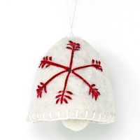 Felt Hanging Bells - Snowflake on White (pack size - 6)