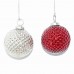 Glass Large Baubles - Set of 6 in Red and Silver Glass Large Baubles - Set of 6 in Red and Silver