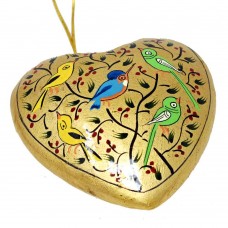 Large Papier-mâché Heart - Birds on Gold