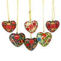 Small Papier-mâché Heart - Kashmiri Colours Assorted
