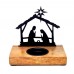 Metal Nativity Tealight Holder with Wooden Base-Small (pk size 4)