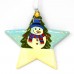 Large Painted Star - Santa and Snowman with Tree