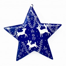 Large Painted Star -  Woodland Forest on Blue