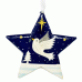 Large Painted Star - Red and Blue Dove in Flight Large Painted Star - Red and Blue Dove in Flight