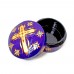 Papier-mâché Round Box - Gold Cross on Purple Papier-mâché Round Box - Gold Cross on Purple