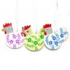 Flat Hanging Chicken - Flowers on White (pack of 12)