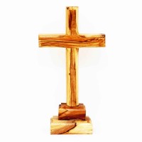 Olive Wood Cross with Base - Medium (Pack of 4)