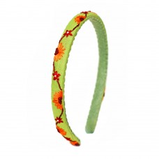 Hand Embroidered Floral Hair Bands - Green