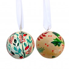 Mini 1" Papier-mâché Bauble - Winter Leaves Mix