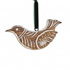 Mango Wood Bird (White) Decoration - Large