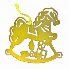 Metal Rocking Horse Decoration - Gold (pack of 6)