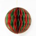 Honeycomb Bauble - Red & Green (pack of 6)