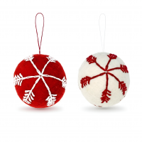 Felt Hanging Baubles - Red & White Assorted (pack size - 6)