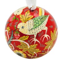 William Morris Gallery Licensed Bauble - Strawberry Thief (Red)
